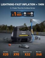 AstroAI Compressor de ar portátil 220B 12V para carro, inflador de pneus de carro, inflador de pneus de carro com tela LCD, luz LED, manômetro e cabo 3M para motocicleta, bicicleta, bola, carro e etc. - Imagem 2