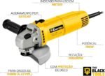 Esmerilhadeira Lixadeira Angular 780w 115mm 4.1/2 11000rpm 127v Bta800 The Black Tools - Imagem 2