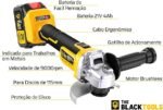 Esmerilhadeira Lixadeira Angular Sem Fio A Bateria 4000mah 21v 4.1/2 125mm 110/220v The Black Tools - Imagem 3