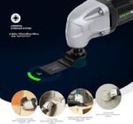 GALAX PRO Multiferramenta oscilante 22000 OPM 1,5A, ângulo oscilante de 3 graus com 3 lâminas de serra, 1 placa de lixa de lâmina semicircular, 6 peças de papel de lixa para moagem - Imagem 2