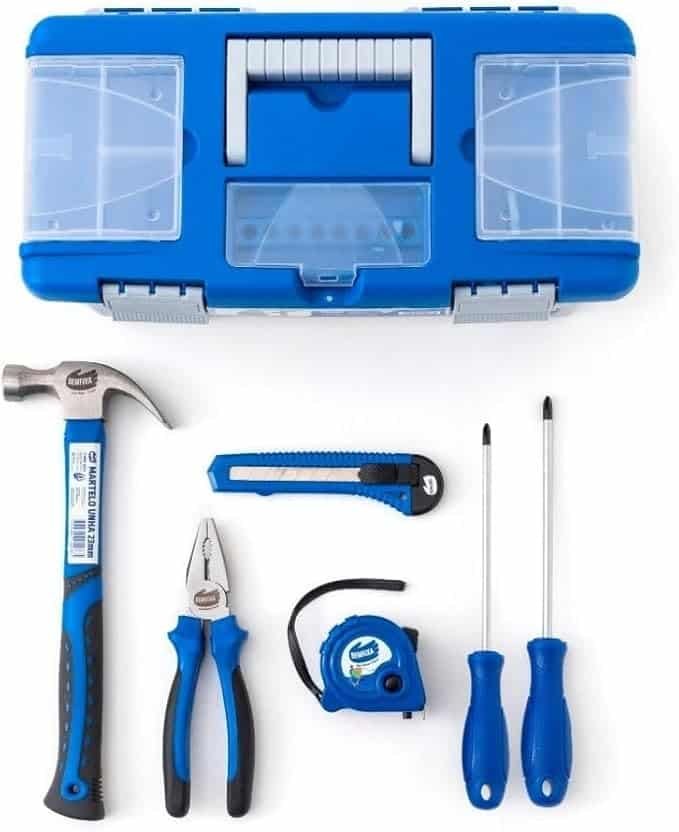 KIT DE FERRAMENTAS BEMFIXA - COM CAIXA, TRENA, ALICATE, MARTELO E MUITO MAIS KIT DE FERRAMENTAS BEMFIXA - COM CAIXA, TRENA, ALICATE, MARTELO E MUITO MAIS - Imagem 1